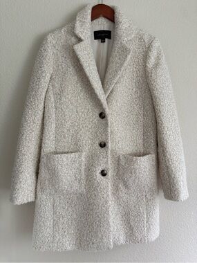 Ann Taylor Cream Boucle Sherpa/Teddy Coat Size S